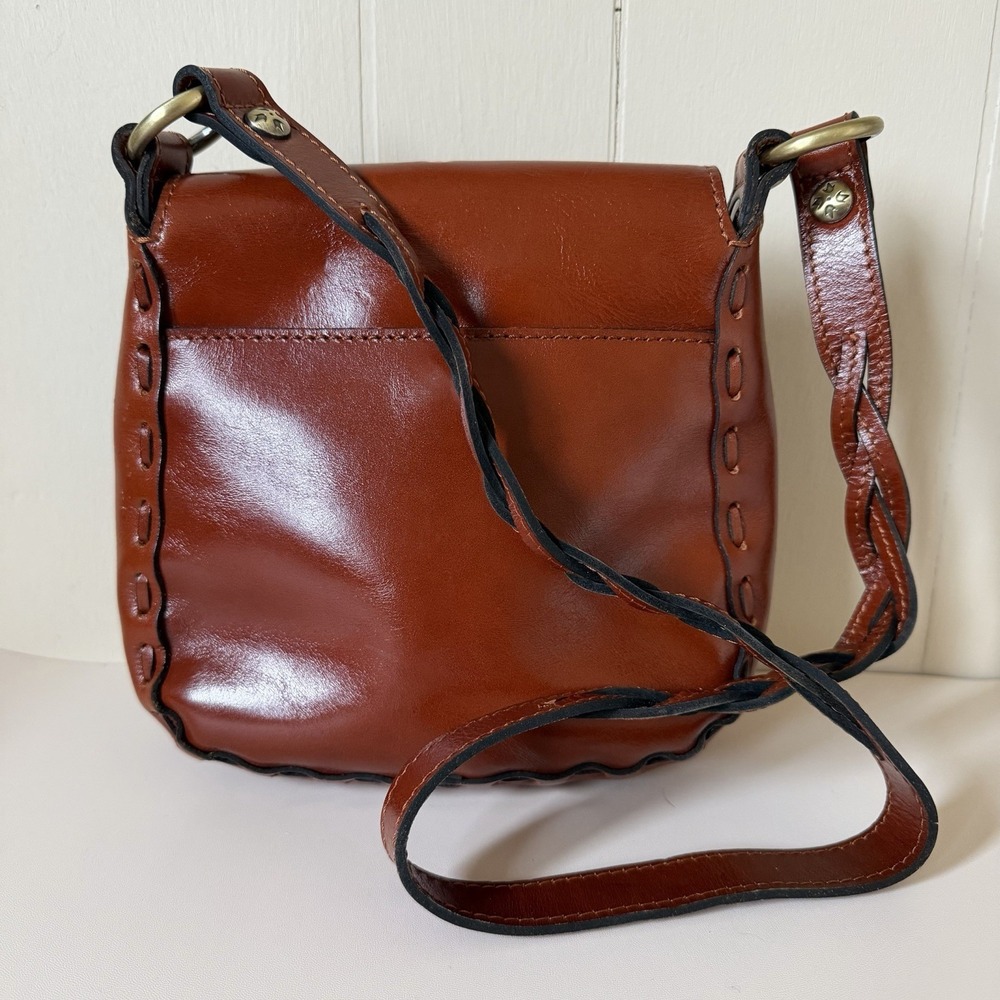 Patricia Nash Brown Leather Crossbody with Multicolor Floral & Butterfly Paint - Picture 5 of 9